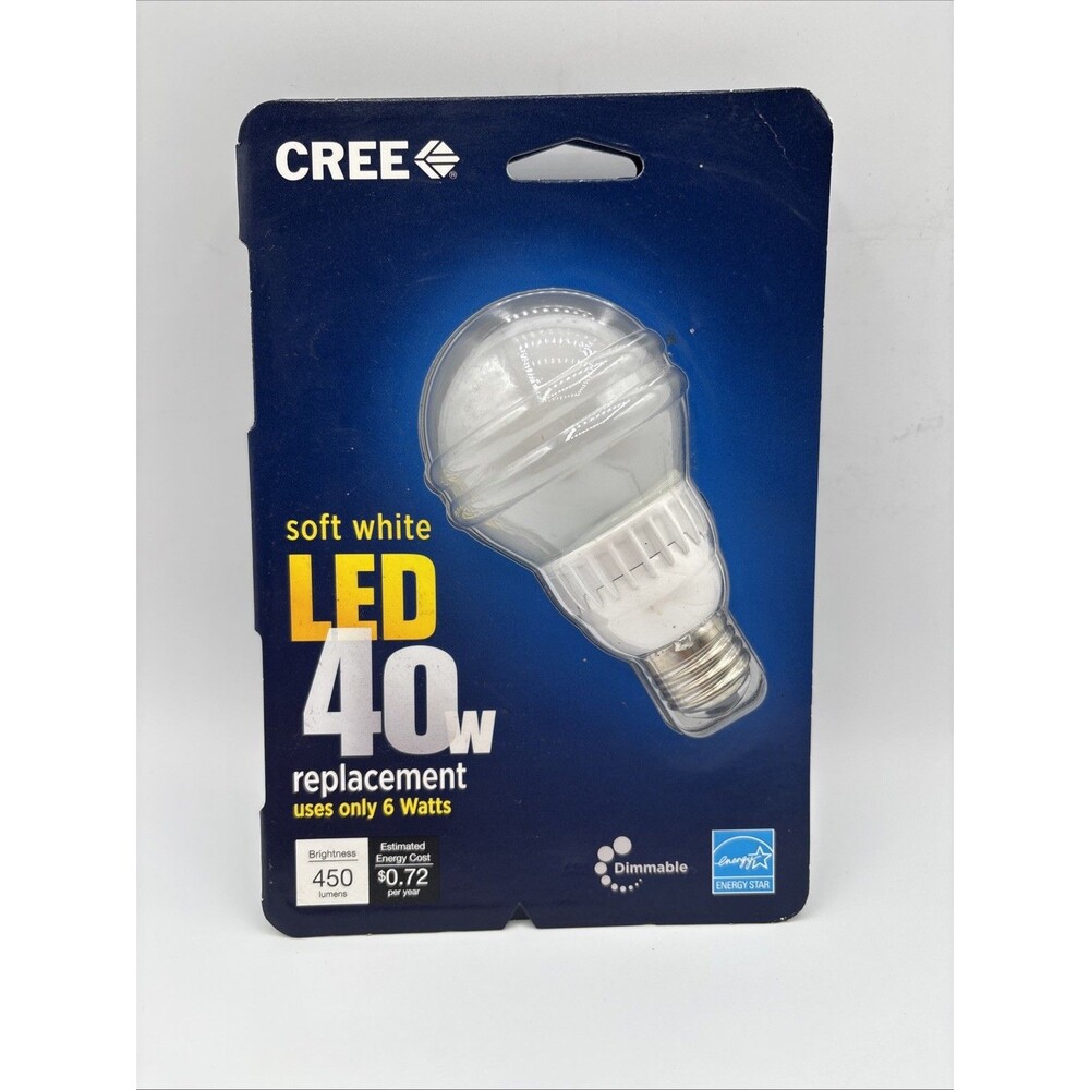 CREE Soft White LED 40W (6W) Dimmable Bulb 2700K/450 Lumens -USA Made NIP